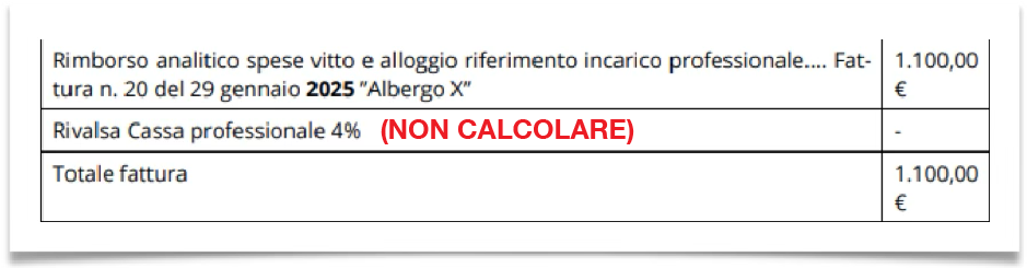 Esempio di fatturazione per riaddebito spese per professionista in regime forfettario